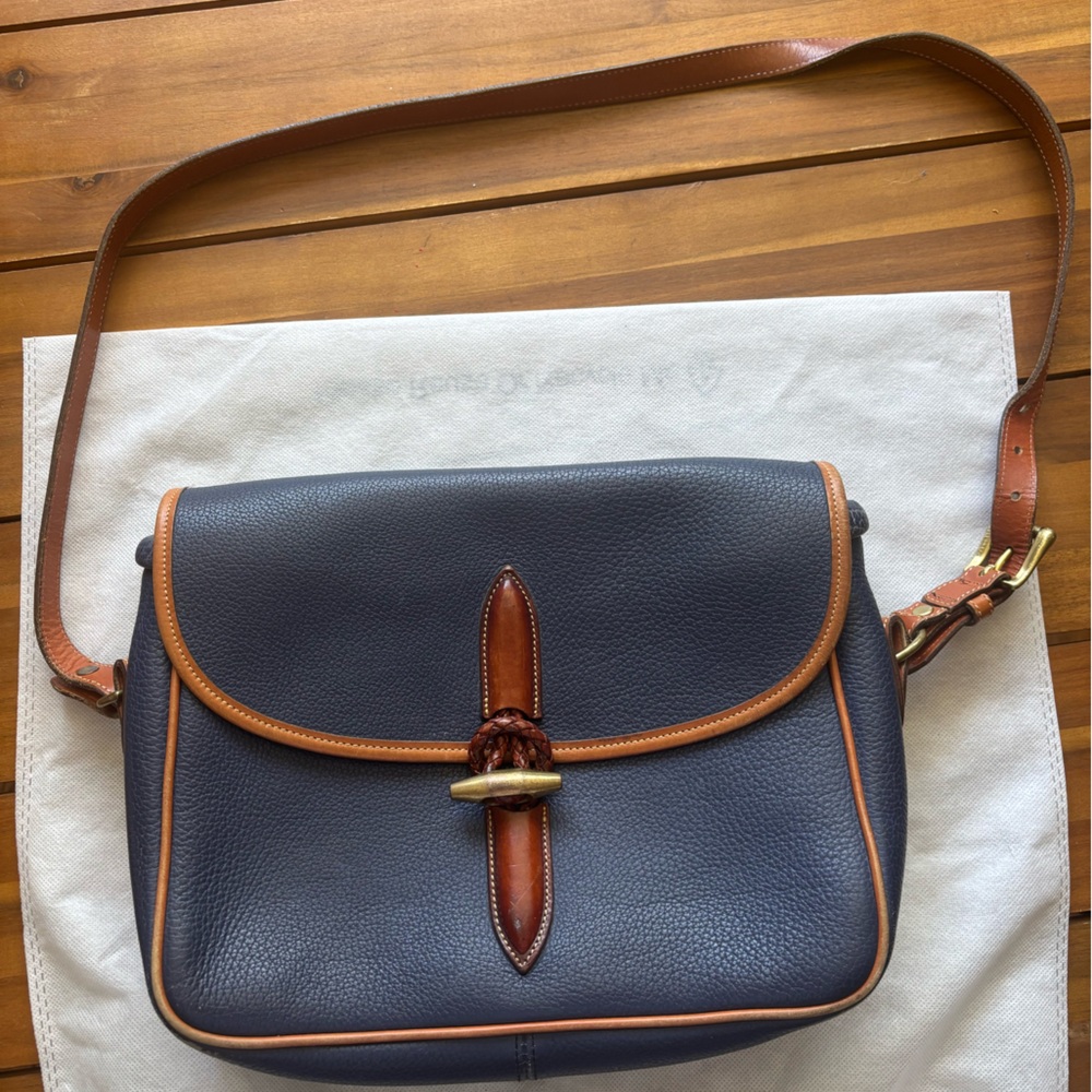 Vintage Dooney & Bourke Crossbody Leather Blue and Tan Bag